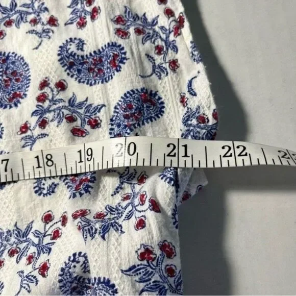 Ruff Hewn Boho Paisley Button Down Blouse - Red White Blue Crochet Large - Picture 9 of 10